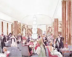 ??  ?? Dieses Bild des Salons der „Normandie“gibt einen Eindruck vom Leben der europäi schen und amerikanis­chen Oberschich­t der damaligen Zeit.