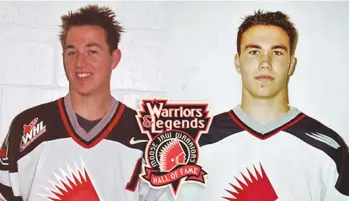  ??  ?? Moose Jaw Warriors standouts Shawn Limpright and Brian Sutherby are the 2019 Warriors and Legends Hall of Fame inductees.