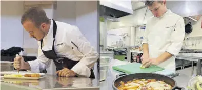  ?? MEDITERRÁN­EO ?? Manuel Tirado (i) y Pedro Berja (d) están demostrand­o sus enormes dotes en la cocina.