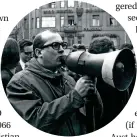  ??  ?? Left: Rioting in West Berlin during a student demonstrat­ion in support of Horst Mahler. Above: Mahler leads a demo in 1968.