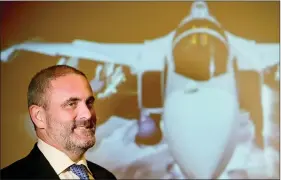  ?? IANS ?? SAAB India Technologi­es Pvt Ltd chairman and MD Jan Widerstrom addresses a press conference held to announce the company’s business plans in India, ahead of the forthcomin­g AERO India 2017 Expo in Bengaluru on Monday. Jan Widerstrom said that SAAB was...