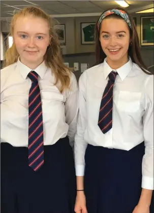  ??  ?? Sligo Grammar School Junior Cert students Genevieve Cox and Rosie Wright.
