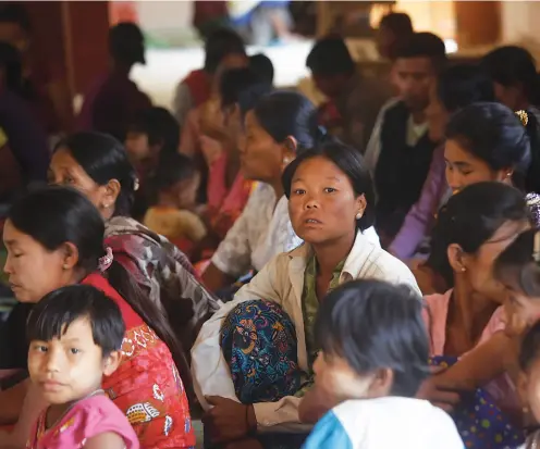  ?? Photo: Nyunt WIN/EPA ?? Human toll: Some of an estimated 4,500 Rakhine ethnic people who fled from conflict areas take refuge at a monastery-run camp in Rakhine State, western Myanmar, amid fighting between government military troops and the Arakan Army.