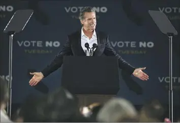  ?? Wally Skalij Los Angeles Times ?? GOV. NEWSOM at a campaign event Monday at Long Beach City College. Having survived the recall, Newsom had a message for those who voted “yes”: “I’m going to do my best to have their backs as well.”