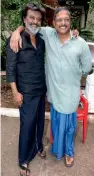  ??  ?? Rajinikant­h with Nana Patekar in Mumbai on Saturday during a shoot for their upcoming film, Kaala Karikaalan. — PTI