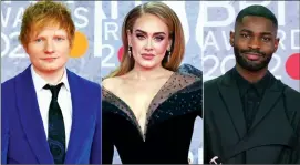  ?? ?? From left, Ed Sheeran, Adele and Dave