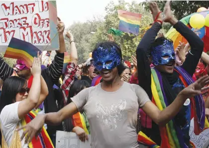  ?? Photo: Pritam Bandyopadh­yay ?? Members of the LGBT community at a queer pride parade in Delhi