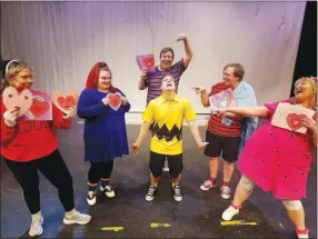  ?? (Courtesy Photos/FSLT) ?? Wesley Fox stars as Charlie Brown in the upcoming Fort Smith Little Theatre musical. The rest of the Peanuts gang is made up of Sally (Shannon Stoddard), Linus van Pelt (Coleman Smith), Lucy van Pelt (Megan Henley), Schroeder (Eric Wells) and Snoopy (Jamie Lambdin-Bolin).