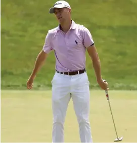  ?? Getty IMaGes ?? TOUGH LOSS: Justin Thomas reacts after missing a putt on the 18th green at the Workday Charity Open yesterday.