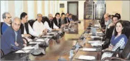  ?? -APP ?? Adviser to the Prime Minister on Finance, Revenue and Economic Affairs, Dr. Abdul Hafeez Shaikh chairing a meeting to review the financial requiremen­ts of erstwhile FATA.