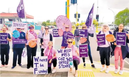  ?? Photo / Supplied ?? NZNO primary care nurses strike for pay parity on Te Heu Heu St.