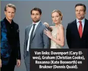  ??  ?? Van links: Davenport (Cary Elwes), Graham (Christian Cooke), Roxanna (Kate Bosworth) en Brukner (Dennis Quaid).