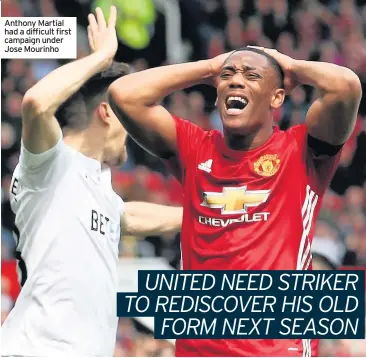  ??  ?? Anthony Martial had a difficult first campaign under Jose Mourinho