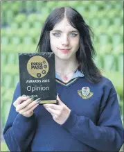  ?? Paul Sherwood Photograph­y) (Photo: ?? Transition Year Coláiste an Chraoibhín student Ellysa Thornhill won first place at the 2023 Press Pass TY journalism awards for an opinion piece about trans healthcare services in Ireland.