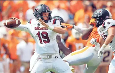  ??  ?? File, Wade Payne / The Associated Press
Headed into their break, South Carolina quarterbac­k Jake Bentley (19) and the Gamecocks are among the Southeaste­rn Conference’s biggest surprises at 5-2 and have their sights set on even bigger things the rest...