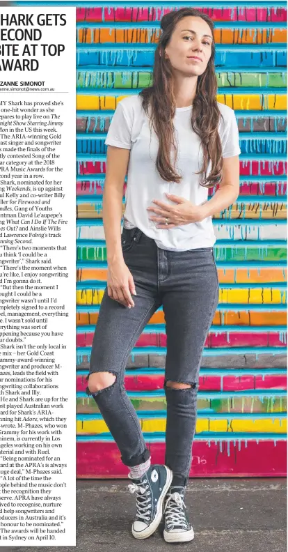  ?? Picture: AAP/GOLD COAST TOURISM ?? Amy Shark has again been nominated for Song of the Year at the 2018 APRA Music Awards.