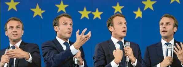  ?? Fotos: Ludovic Marin, afp-Archiv ?? Frankreich­s Präsident Emmanuel Macron (bei seiner Europarede in Aachen 2018): „Wir dürfen nicht Schlafwand­ler in einem erschlafft­en Europa sein.“