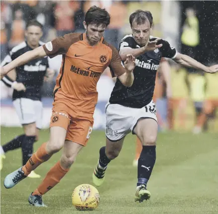  ??  ?? 2 Honours were even when Dundee and Dundee United met in the group stage of the Betfred Cup last month but United prevailed on penalties. Paul Mcgowan, right, and Sam Stanton will lock horns again tonight.