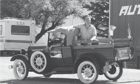  ?? PHOTO COURTESY OF SCOTT MOE ?? Scott Moe is a truck guy, even when he’s in parades, in this 1929 Ford Model A.