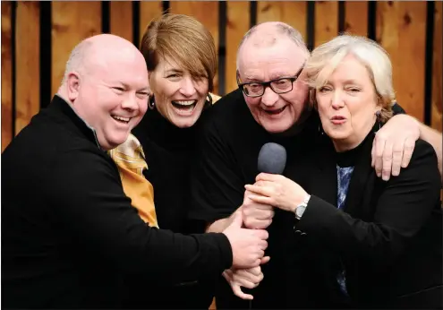  ??  ?? Professor Eamonn O’neill, Fiona White, Stuart Cosgrove and Janice Forsyth launch Scotland’s first podcast network The Big Light Picture: Jamie Simpson
