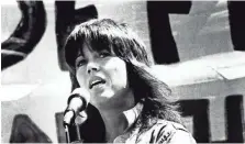  ?? HBO ?? Jane Fonda speaks at an anti-war rally in San Francisco in 1972.