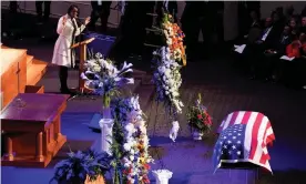  ?? Photograph: Joshua Roberts/Reuters ?? Maya Rockeymoor­e Cummings speaks during funeral services for her late husband, Elijah Cummings, in Baltimore, Maryland, on Friday.