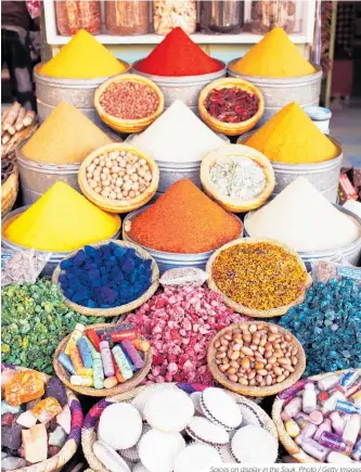  ??  ?? Spices on display in the Souk. Photo / Getty Images