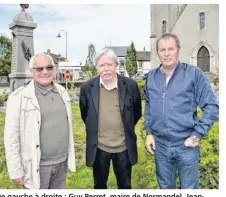  ??  ?? De gauche à droite : Guy Perret, maire de Normandel, JeanClaude Juszezak, maire de Saint-Maurice-les-Charencey et Pascal Houlle, maire de Moussonvil­liers