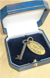  ??  ?? Key to the Titanic’s crow’s nest was never taken on the fateful voyage but was kept by second officer and eventually sold at auction. The proceeds went to the Sailors’ Society charity.