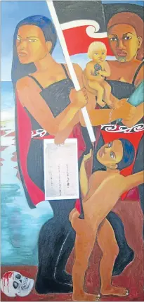  ??  ?? Robin Kahukiwa’s 2 Hina Supa Heroes – part of the Waitangi Wahine exhibition.