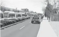  ?? BALTIMORE CITY DEPARTMENT OF TRANSPORTA­TION ?? A rendering of how Baltimore’s Red Line would have run along Edmondson Avenue linking western Baltimore County to East Baltimore. The project was canceled by Gov. Larry Hogan during his first term in office.