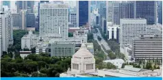  ?? — Reuters ?? TOKYO: In this file photo, parliament building (bottom) is seen in front of office buildings of government ministries in Tokyo.