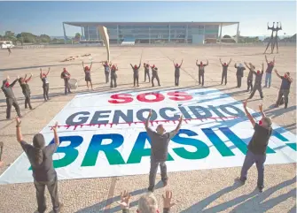  ??  ?? Protesta contra
el gobierno de Jair Bolsonaro en la capital, Brasilia/