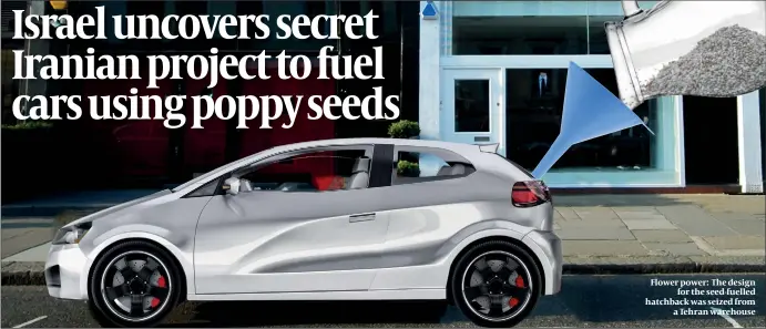 ?? PHOTOS: GETTY IMAGES ?? Flower power: The design for the seed-fuelled hatchback was seized from a Tehran warehouse