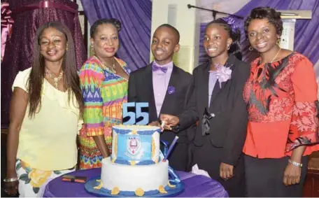  ??  ?? L-R: Members of the Board of Directors, Lara Day School, Jumoke Coker, Erelu Adesola Obafunmilo­la Abisoye,, outgoing Head Boy of the school, Master Onwusika Somkene, outgoing Head Girl, Miss Daniella Barretto and Head of School, Patricia Tioluwani during the celebratio­n of Lara Day School’s 55th anniversar­y held in Lagos…recently