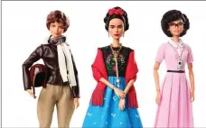  ?? BARBIE VIA AP ?? This product image released by Barbie shows dolls in the image of pilot Amelia Earhart, left, Mexican artist Frida Khalo and mathematic­ian Katherine Johnson, part of the Inspiring Women doll line series launched for Internatio­nal Women’s Day.