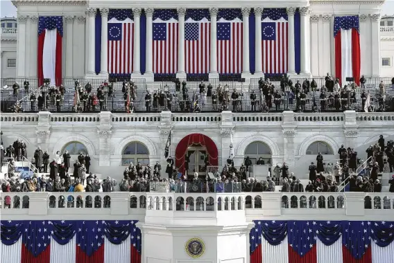  ?? Daniel Acker / Bloomberg ?? Joe Biden addresses the country in his first speech as president Wednesday after taking the oath of office during the 59th presidenti­al inaugurati­on in Washington.