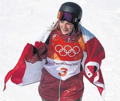  ?? DAVID RAMOS GETTY IMAGES FILE PHOTO ?? Canadian Cassie Sharpe won gold in the freestyle skiing halfpipe at the 2018 Winter Olympics in Pyeongchan­g in February.