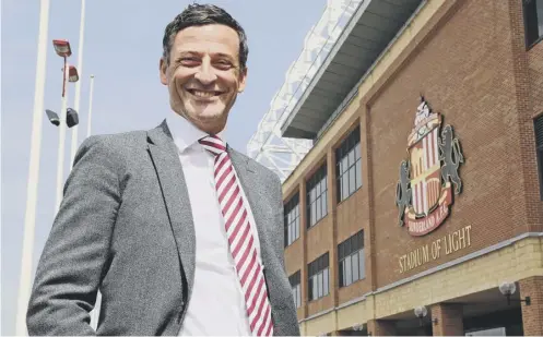  ??  ?? 0 Jack Ross, unveiled at the Stadium of Light yesterday, is ‘excited rather than intimidate­d’ by the task of reviving Sunderland.