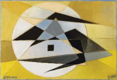  ??  ?? Werner Drewes (1899-1985), Disturbed Tranquilit­y, 1983. Oil on vellum, 8¼ x 12 in.