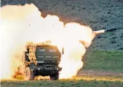  ?? ?? A launch truck fires the High Mobility Artillery Rocket System (Himars) which has almost halted Russia’s advance