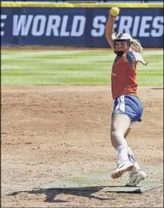  ??  ?? Florida sophomore Kelly Barnhill, the national player of the year, has thrown four no-hitters this season. Florida faces Texas A&M in today’s first game.