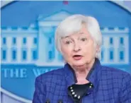  ?? AP FILE PHOTO/PATRICK SEMANSKY ?? Treasury Secretary Janet Yellen speaks during a press briefing at the White House in Washington.