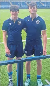  ?? ?? Rugby stars Harry Blackie and back Henry Armstrong, both of whom are also on the books at Glasgow Warriors, were called-up this week