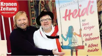  ??  ?? Produzent Wolfgang Werner sucht noch bei öffentlich­en Castings nach der idealen „ Heidi “– hier mit Michael Schanze.