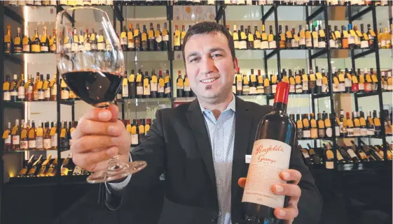  ?? Picture: GLENN HAMPSON ?? Sommelier David Stevens-Castro at Balthazar Wine &amp; Dining at Crowne Plaza which has been recognised as outstandin­g in national rankings