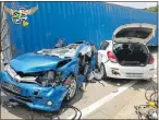  ?? Picture: RESCUE CARE ?? CRASH CARNAGE: A large container fell off a truck and smashed into cars