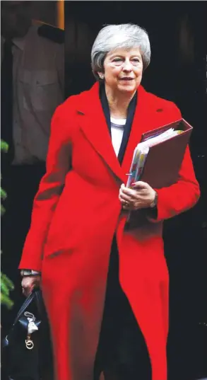  ??  ?? Prime Minister Theresa May leaves 10 Downing Street in London yesterday.