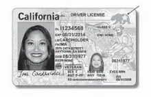  ?? DMV ?? A SAMPLE of a Real ID, one of three forms of identifica­tion that fliers must use after Oct. 1. A passport or military ID will also do.