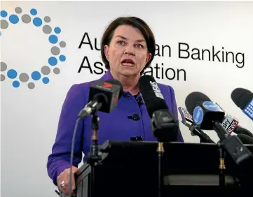  ??  ?? Speaking to the press after the release of the royal commission’s interim report, Australian Banking Associatio­n chief executive Anna Bligh said the nation’s finance sector had lost the trust of the community. AP